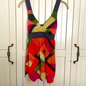 JL Geometric ColorBlock Tank Top Tieback Padded
